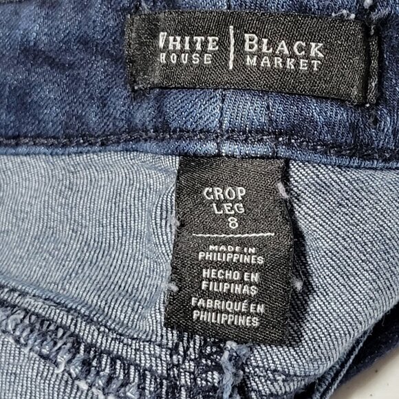 White House Black Market Crop Leg Jeans Womens Size 8 Mid Rise Dark Wash Denim - Picture 4 of 5